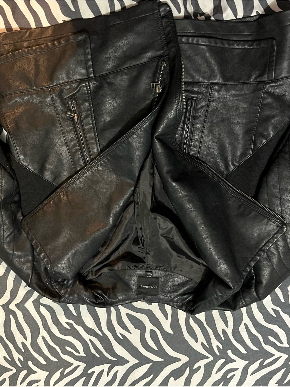 Lane Bryant Black Faux Leather Moto Jacket with Zip Pockets